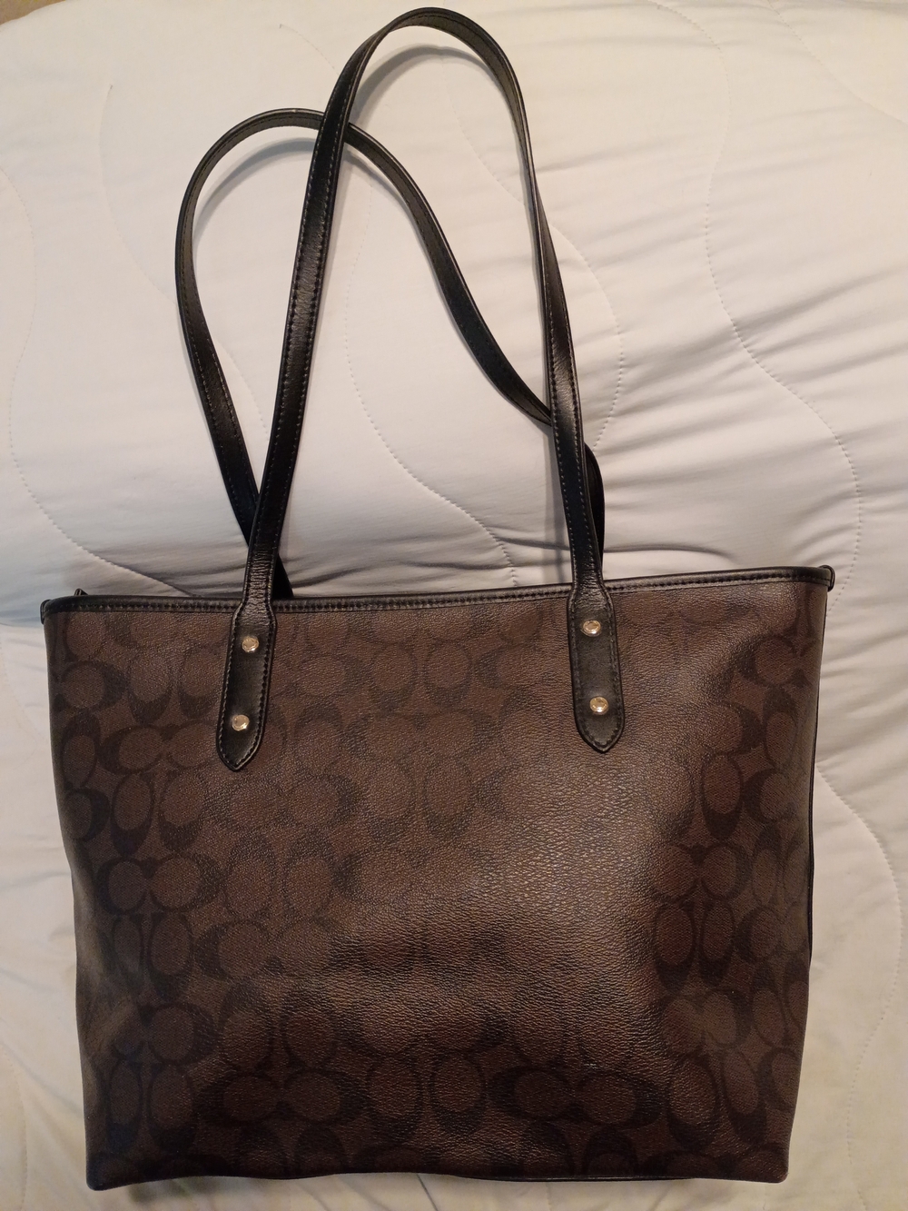 Authentic Coach City Zip Tote Signature Canvas Brown/Black F58292 - Picture 2 of 8